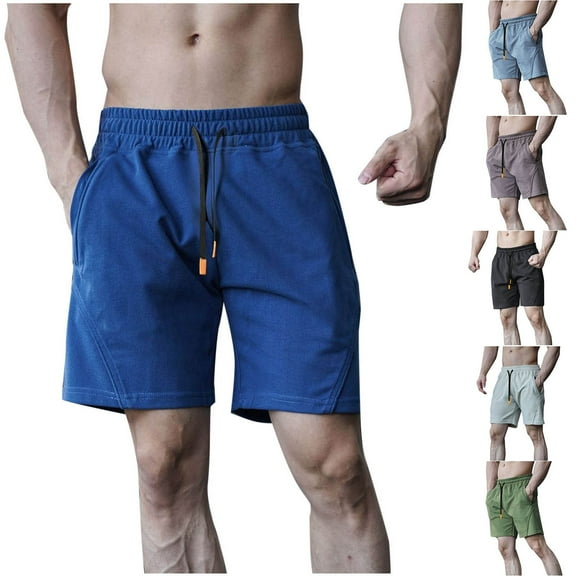 WRKEKC Mens Gym Shorts, Summer Shorts for Men, Men Solid-Color Casual Pocket Drawstring Sports Shorts Half Shorts Pants M