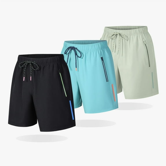 WRKEKC Mens Gym Shorts, Summer Shorts for Men, Men's Solid Color Sports Fitness Training Breathable Shorts Zipper Pockets Cropped Pants XXL