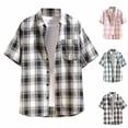 thumbnail image 1 of WRKEKC Men's Plaid Short Sleeve Button Down Shirt with Pocket Collared Classic Casual Top for Daily Work Weekend Gatherings, 1 of 3