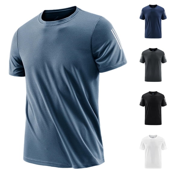 WRKEKC Men's Activewear Solid Color Quick Dry Crew Neck Short Sleeve T-Shirt for Gym Workout Training Exercises