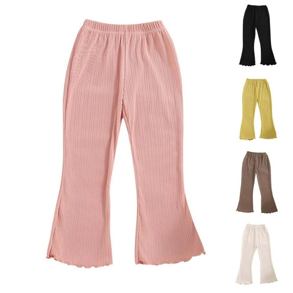 WRKEKC Summer Pants for Girls, Girls Flare Pants, Children's Spring and Summer Solid Color Bottoms and Full Length Pants for Kids