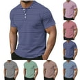 thumbnail image 1 of WRKEKC Men's Casual Short Sleeve Shirts Classic Striped Printed Button-Front Crew Neck Top for Men Fashion Daily Wear and Casual Gatherings, 1 of 5