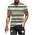 thumbnail image 1 of WRKEKC T-Shirts for Men Striped Printed Crew Neck Short Sleeve Tops for Men Daily Casual Wear Gym Workouts and Outdoor Exercises, 1 of 5