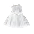 thumbnail image 1 of WRKEKC Girls Casual Dresses Solid Color Spaghetti Strap Ruffle Dress with Colorful Pom - Poms Summer Princess Outfit for 2-14 Years Kids, 1 of 9