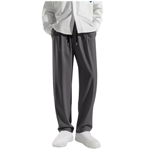 WRKEKC Joggers for Men Solid Color Drawstring Elastic Waist Straight Leg Quick Dry Athletic Trousers Comfortable Summer Running Training Pants