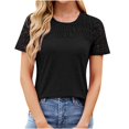 thumbnail image 1 of WRKEKC Summer Tops for Women, Women's Dressy Casual T-Shirts, Plus Size Short Sleeve Shirts for Women,Women's Short Sleeve Round Neck Lace Splicing Solid Color Casual Blouse, 1 of 8