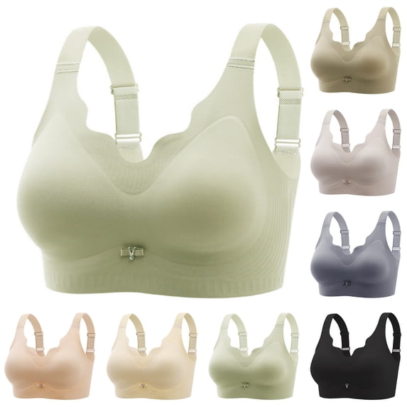 WRKEKC Wireless Bras for Women, Women Seamless Thin without Rims Soft Support Gathered Breathable Underwear Daily Bra.