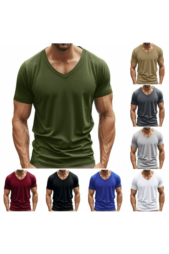 Mens Athletic Shirts Loose Fit V Neck Short Sleeve T-Shirts for Men Breathable Casual Summer Tops for Daily Wear Gym Training and Leisure Time