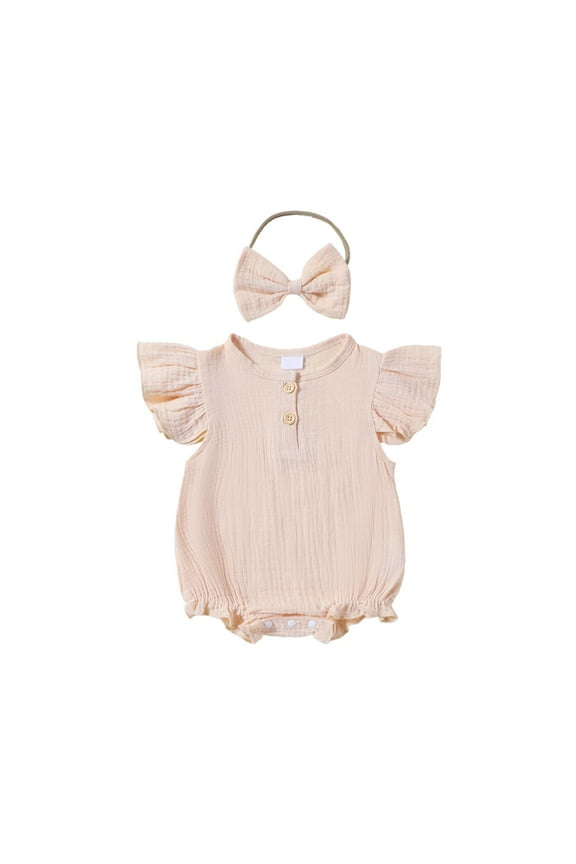 Baby Girl Casual Romper, Toddler Girl Summer Jumpsuit, Baby Summer Onesie Newborn Climbing Clothes Short Sleeve Thin Bag Fart Clothes