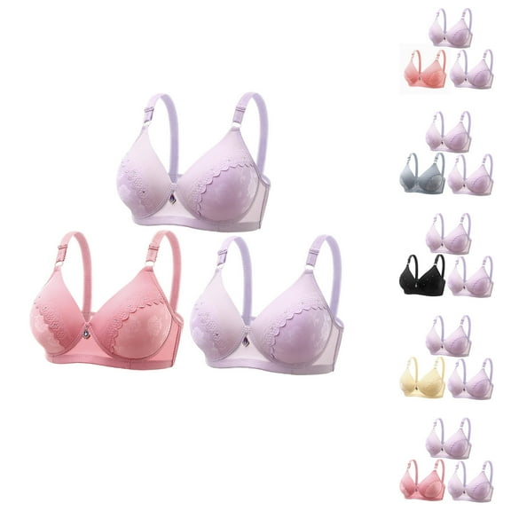 WRKEKC Seamless Bras for Women, Women's Embroidered Glossy Comfortable Breathable Bra Underwear No Rims