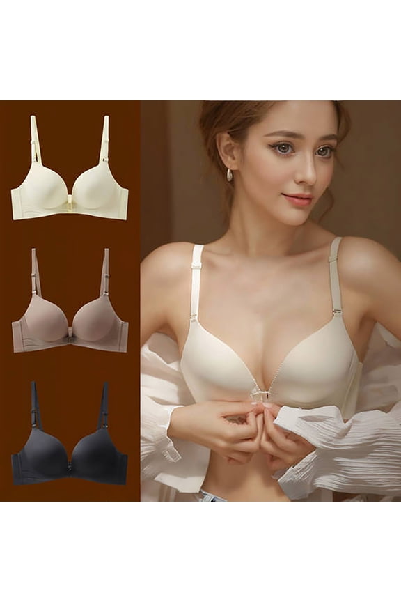 Seamless Bras for Women, Women's Gathering Underwear Sexy Lace Soft Steel Ring Adjustable Bra