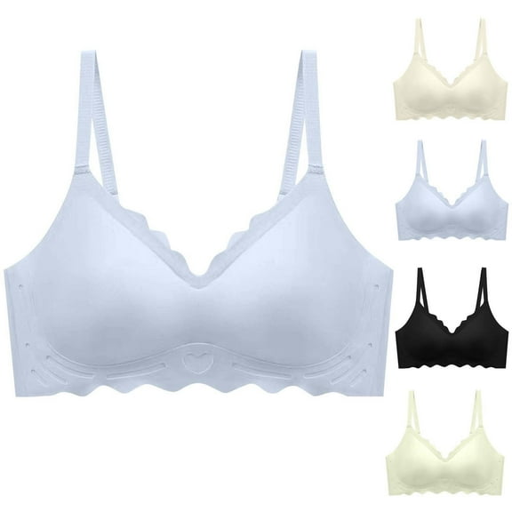 WRKEKC Wireless Bras for Women, Women's Solid Color Seamless Underwear without Steel Rims Detachable Chest Sagging Wave Pattern Bra