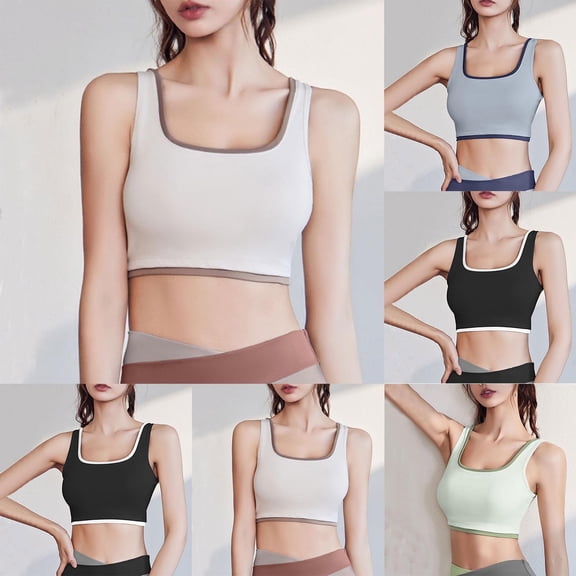 WRKEKC Seamless Bras for Women, Wireless Bras for Women, Women's Shock-Absorbing Gathering Collection and Complementary Breast Color Matching Edging No Wear Sports Bra