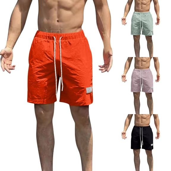 WRKEKC Workout Shorts for Men, Summer Shorts for Men, Men's Solid Color Nylon Sports Shorts Outdoor Versatile and Casual Five Quarter Pants M