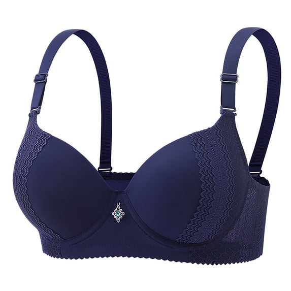 Ohufall Plus Size Daily Bras for Women Sexy Comfortable Gathering Push Up Everyday Bralette Women's Full Coverage Bra with Steel Rims