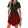 thumbnail image 1 of Summer Saving Women's Dresses, Women's Summer Dress Casual V Neck Short Sleeve Drawstring Dresses With Pockets(Red,XL), 1 of 9