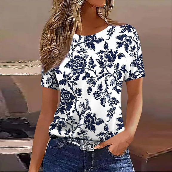 Xixinqiwan Basic T Shirts for Women UPF 50 Short Sleeve Casual Summer Tops Trendy Loose Fit Tshirt Tunic Blouse