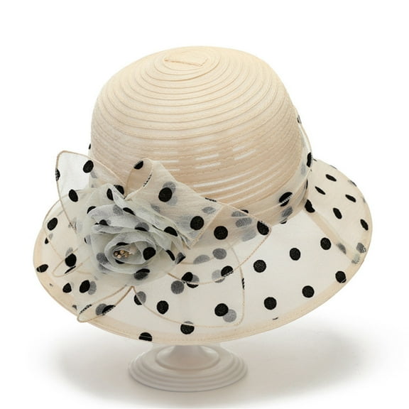 Summer Saving Clearance! Xixinqiwan Women's Organza Church Kentucky Hat Ladies Wide Brim Big Sun Hats for Fascinato Wedding Cocktail Tea Party Wear