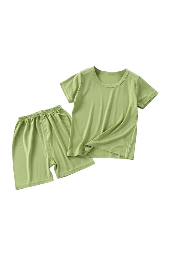 Baby Boys Girls Short Summer Pajamas Sets - Toddler Cool Jammies Pjs Rayon from Bamboo,2pcs Kids Sleepwear Set 6M-7Y