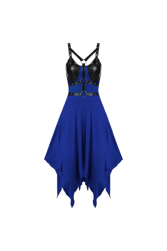 Women's Gothic Punk Dress Strap Style Sleeveless Off Shoulder Mid Length Dress