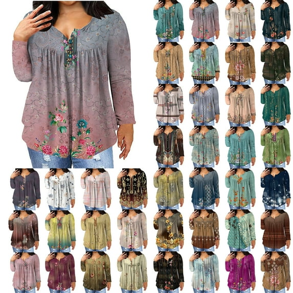 Summer Saving Dyegold Bohemian Tops For Women Teen Girls Women's Long Sleeve Blouses Plus Size Shirts For Women Cotton Linen Fall Fashion 2023 Dressy Casual Tops Tops For Women Your Orders