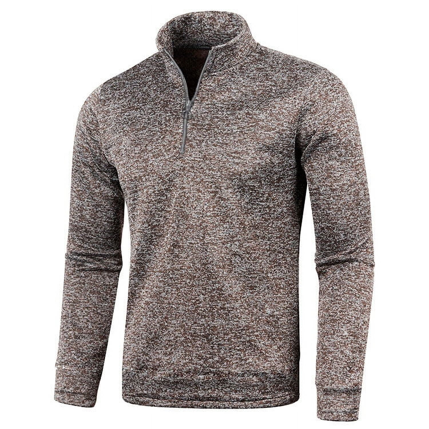 Summer Saving Father Day Sale Deals YANHAIGONG Mens 1 4 Zip Pullover Sweater Men s Sweaters 1 4 Zip Cotton Sweater Pullover Solid Fall Winter Warm Sweatshirts Blouse Tops Walmart