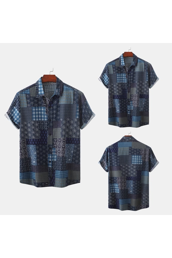 Mens Hawaiian Shirts,Casual Floral Paisley Printed Shirts Short Sleeve Button Down Beach Tropical Shirts,Summer Vintage Beach Vacation Shirts