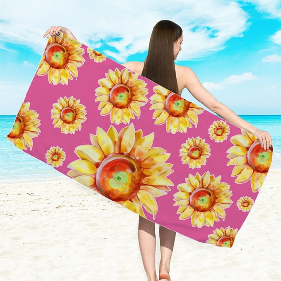 Summer Saving! Gnobogi Double-sided Printed Beach Towel Superfine Fiber Adult Swimming Bath Towel Wholesale Quick Drying Double-sided Velvet