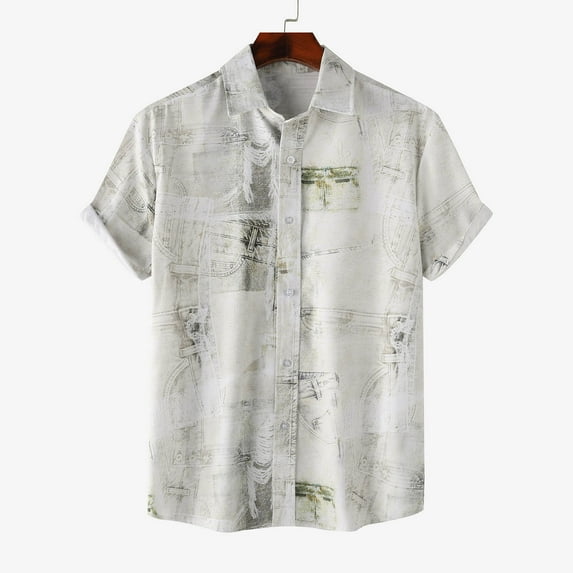 Summer Hawaiian Shirts for Men Vintage,Men's Short Sleeve Button Down Vintage Bowling Shirts,Hawaiian Casual Printed Beach Shirt Summer Regular Fit Top,Mens Floral Beach Shirts Wrinkle Free