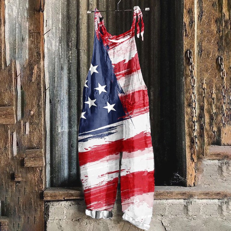4th Of July Overalls Women Vintage 1980s 4th Of July Romper USA