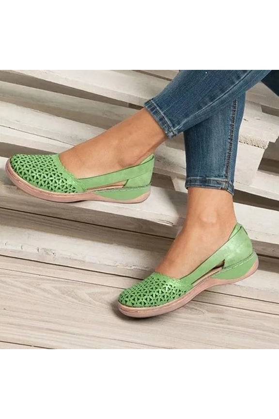 Summer Saving! Itsun Closed Toe Sandals Women,Woman Summer Fashion Slip On Sandals Casual Closed Toe Flat Solid Color Loophole Shoes,Green US Size 4