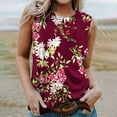 thumbnail image 1 of Summer Saving Usmisi Tank Tops Floral Print Crewneck Sleeveless T Shirts for Women Plus Size Casual Summer Racerback Vest Blouse Wine S Up to 65% off, 1 of 5