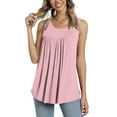 thumbnail image 1 of Summer Saving Usmisi Tank Tops Solid Crewneck Sleeveless T Shirts for Women Loose Flowy Pleated Swing Casual Vest Tunic Blouse Pink M Up to 65% off, 1 of 6