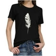 thumbnail image 1 of Summer Saving!Women Feather Print Tee Shirt,Feather Tops for Women,Womens Summer Y2k Top Feather Print Short Sleeve Round Neck Tee Shirts Cropped Cute Top Blouse Workout Tshirts Loose Fit Pullover, 1 of 4