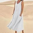 thumbnail image 1 of Summer Womens Cotton Linen Maxi Dresses Summer Casual,Linen Dress for Women with Pockets Maxi Solid Boho Sundress,Cotton Dresses for Women Casual Summer Loose Flowy Swing Vacation Long Dress, 1 of 8