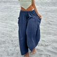 thumbnail image 1 of Summer Saving Womens Pants Womens Drawstring Elastic Waist Trousers Casual Solid Plus Size Pleated Long Pants Fall Lightweight Comfy Straight Leg Pants with Pockets Fall, 1 of 7