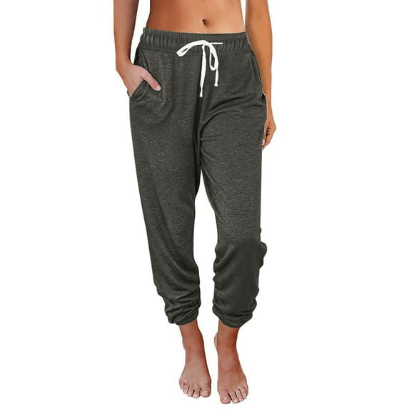 Summer Saving Womens Sweatpants Casual Sweatpants for Women Elastic Waist Drawstring Breathable Sports Long Pants Leisure Solid Laides Pocket Workout Pants Trousers Fall
