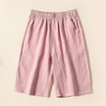 thumbnail image 1 of Wycnly Shorts for Women Shorts for Women Casual Loose Wide Leg Elastic Waist Half Pants Solid Summer Cotton Linen Plus Size Leisure Ladies Shorts with Pocket, 1 of 7