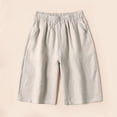 thumbnail image 1 of Wycnly Shorts for Women Shorts for Women Casual Loose Wide Leg Elastic Waist Half Pants Solid Summer Cotton Linen Plus Size Leisure Ladies Shorts with Pocket, 1 of 7