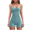 thumbnail image 1 of Wycnly Womens Jumpsuits Sexy Slim Fit Spaghetti Strap One Piece Sports Workout Short Jumpsuits Trendy Solid V-Neck Sleeveless Mini Rompers for Women, 1 of 5