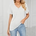 thumbnail image 1 of Summer Saving Wycnly Cute Tops for Women Short Sleeve V-Neck Solid T shirts Summer Causal Button Down Breathable Soft Workout Tunic Blouses White M Clearance Clothes, 1 of 5