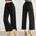 thumbnail image 1 of Wycnly Pants for Women Palazzo Pants for Women Casual Drawstring Elastic Waist Yoga Sports Cropped Pants Solid Loose Wide Leg Slit Trousers, 1 of 7