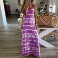 thumbnail image 1 of Summer Saving Wycnly Dresses for Women 2024 Beach Bohemian Spaghetti Strap Plus Size Long Dresses Sleeveless V-Neck Striped Print Summer Maxi Sun Dress Purple XXXL Up to 65% off, 1 of 5