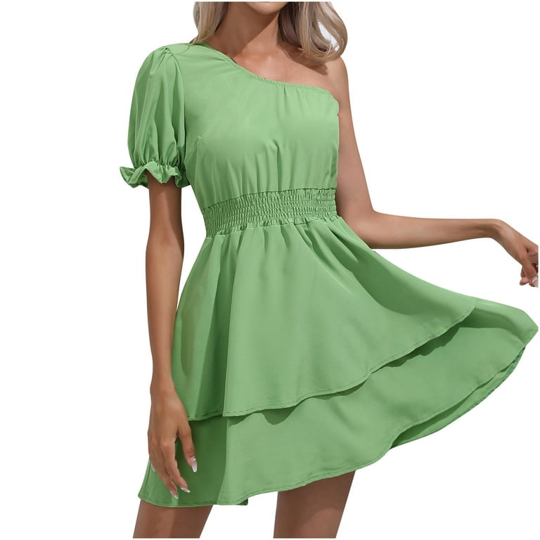 https://i5.walmartimages.com/seo/Summer-Saving-Wycnly-Dresses-Women-Beach-Empire-Waist-Ruffle-Swing-One-Shoulder-A-Line-Slash-Neck-Short-Sleeve-Plain-Mini-Formal-Dress-Green-s_690f0edd-1101-4874-b390-c82333c6d20f.c5ae6421ef92fc50dc5346c1b96697b8.jpeg?odnHeight=768&odnWidth=768&odnBg=FFFFFF