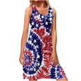thumbnail image 1 of Summer Saving Wycnly Dresses for Women Fashion High Waist Pleated Swing Independence Day Patriotic Tank Dresses Crewneck Sleeveless Star Striped Print Summer Mini Formal Dress Wine XL, 1 of 4