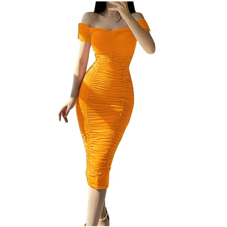 Simple Solid Ladies Off Shoulder Bodycon Dress Simple Solid Ladies Off Shoulder Bodycon Dress