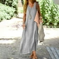 thumbnail image 1 of Summer Saving Wycnly Dresses for Women Plus Size Casual Swing Soft Cotton Linen Tank Long Sundress Sleeveless V-Neck Solid Summer Maxi Formal Dress Gray XL, 1 of 5
