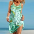 thumbnail image 1 of Summer Saving Wycnly Formal Dresses for Women Beach Boho High Waist Swing Fashion Strap Tank Mini Sundress Round Neck Sleeveless Marbled Print Summer Short Dress Green l, 1 of 6