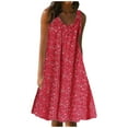 thumbnail image 1 of Summer Saving Wycnly Formal Dresses for Women Beach Plus Size High Waist Swing Tank A Line Knee-Length Dresses Sleeveless Scoop Neck Floral Print 2024 Summer Midi Dress Red XL, 1 of 7
