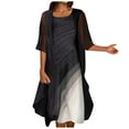 thumbnail image 1 of Summer Saving Wycnly Formal Dresses for Women Plus Size Fashion 2 Pieces Tank Dresses with Cardigan Round Neck Elbow-Length Color Patchwork 2024 Summer Long Dress Black XXXXL, 1 of 7